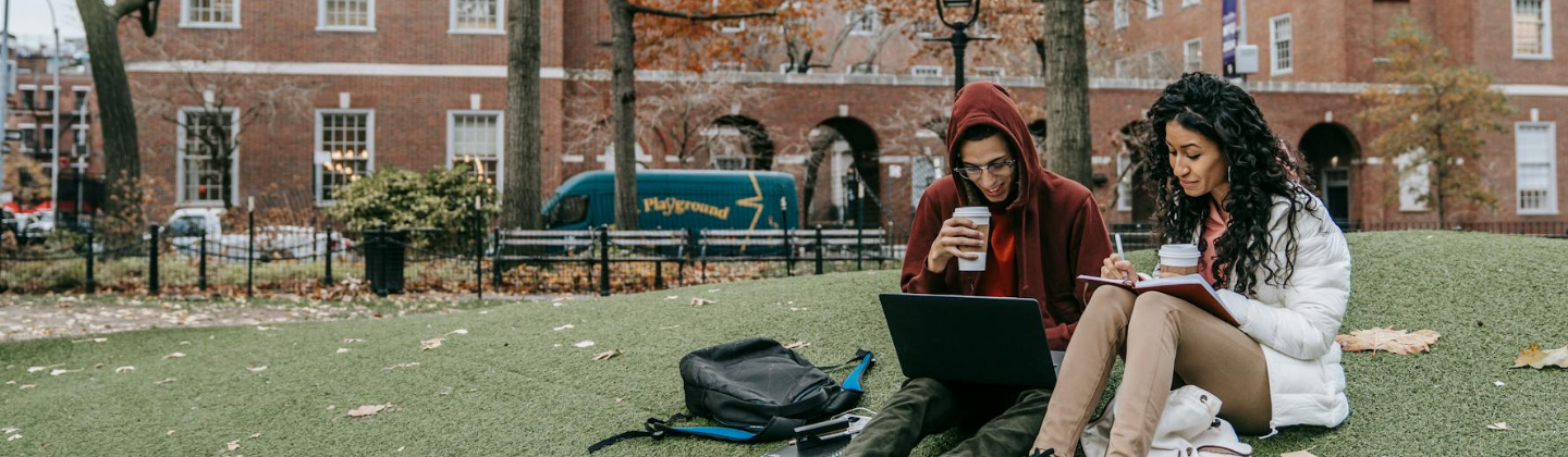 Students hanging out on campus