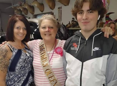 The author with her mother and son, at a birthday party