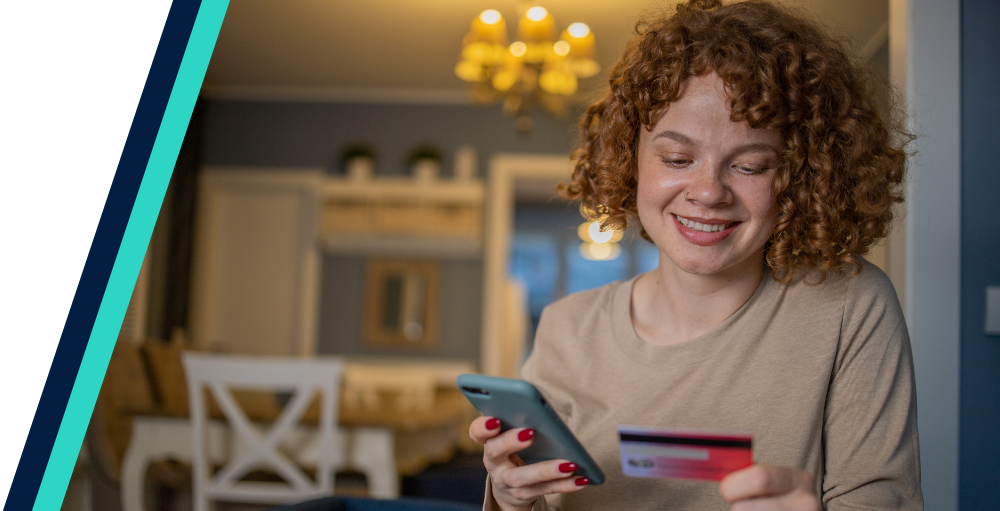 Woman happily shopping online to support Shatterproof!