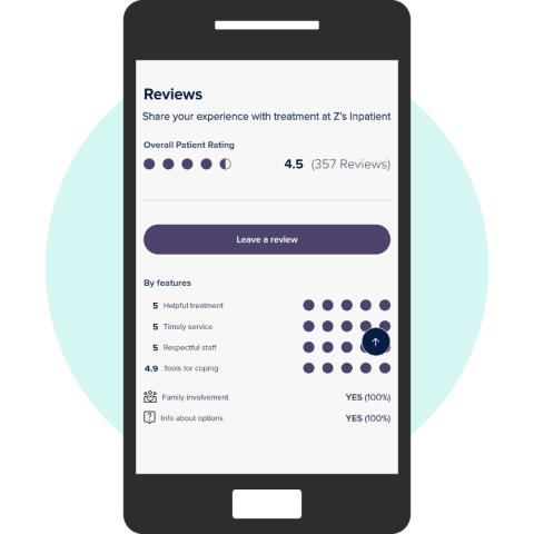 Phone mock up of reviews on Atlas