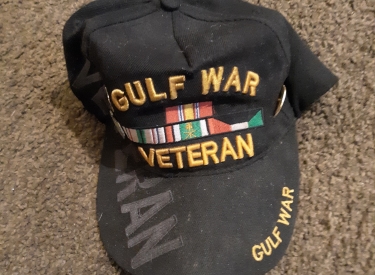 The author's baseball hat, which reads "Gulf War Veteran"